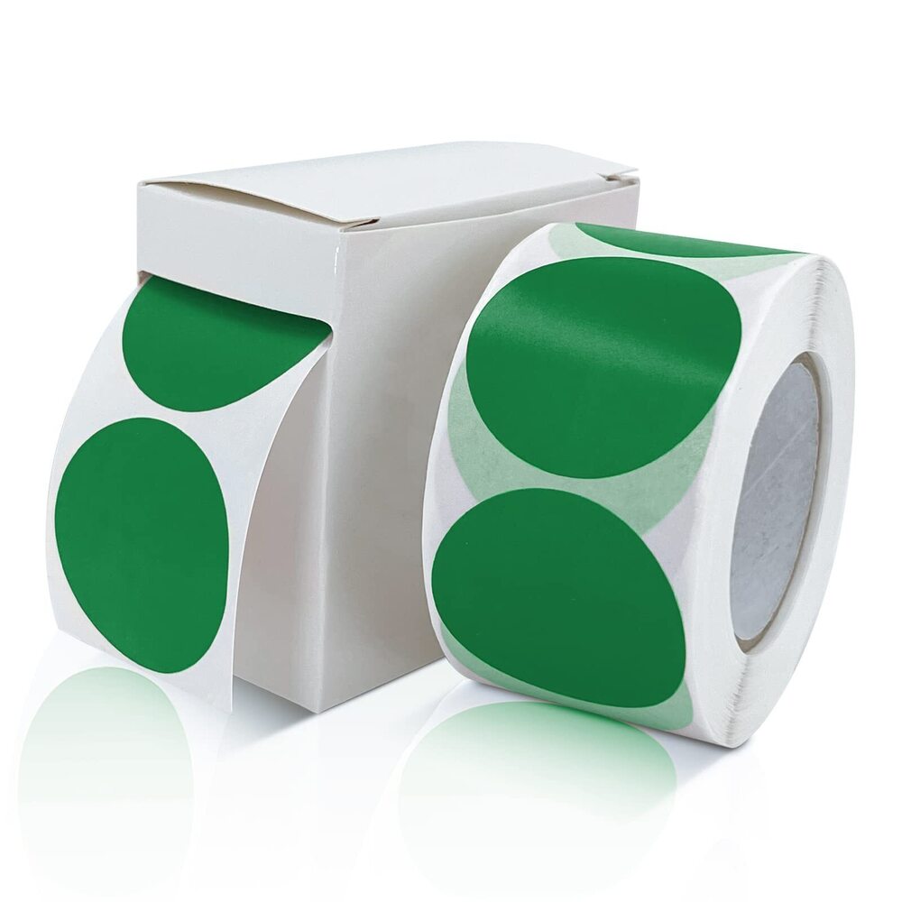 6120 Round Stickers Green 1.5 Inch Circle Labels with Dispenser Box Color